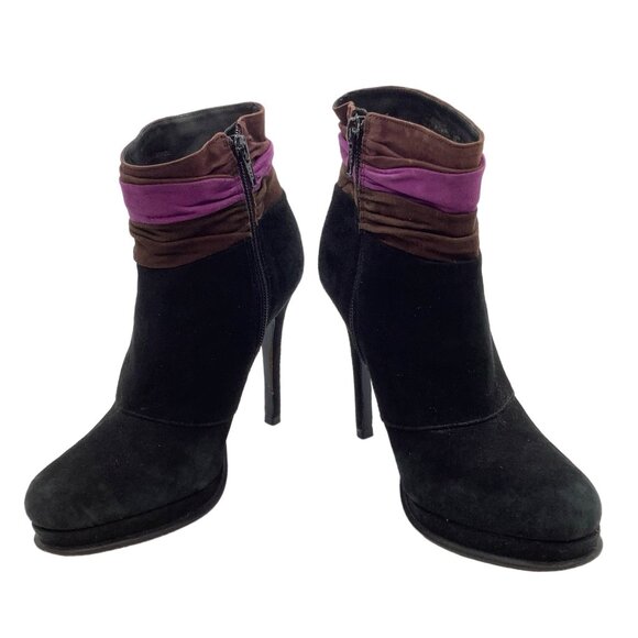 DIANE VON FURSTENBERG DVF Suede Stiletto Heel Ankle Platform Booties 5.5 Boots - Picture 4 of 9